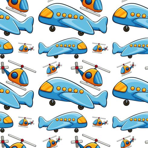 Seamless pattern tile cartoon with toy plane vector