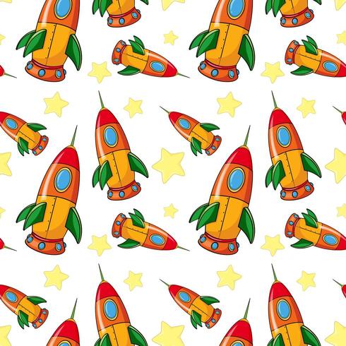 Seamless pattern tile cartoon with rockets