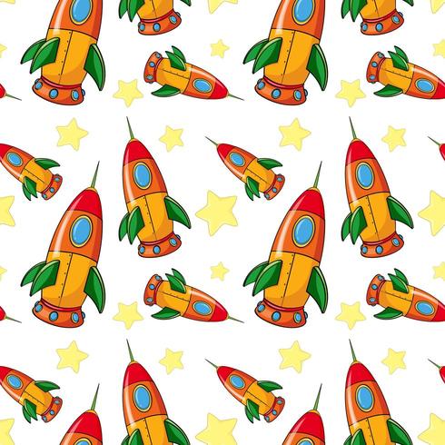Seamless pattern tile cartoon with rockets vector