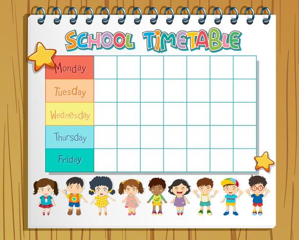 School timetable planner in notebook vector