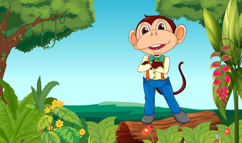 A monkey in the middle of the jungle vector