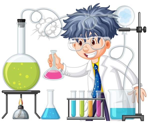 Scientist doing experiment in science lab vector