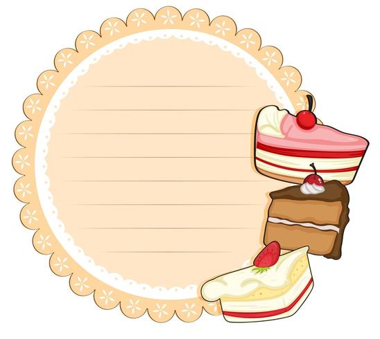 Round stationery paper with cakes vector