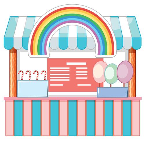 Food vendor with cotton candy and rainbow vector