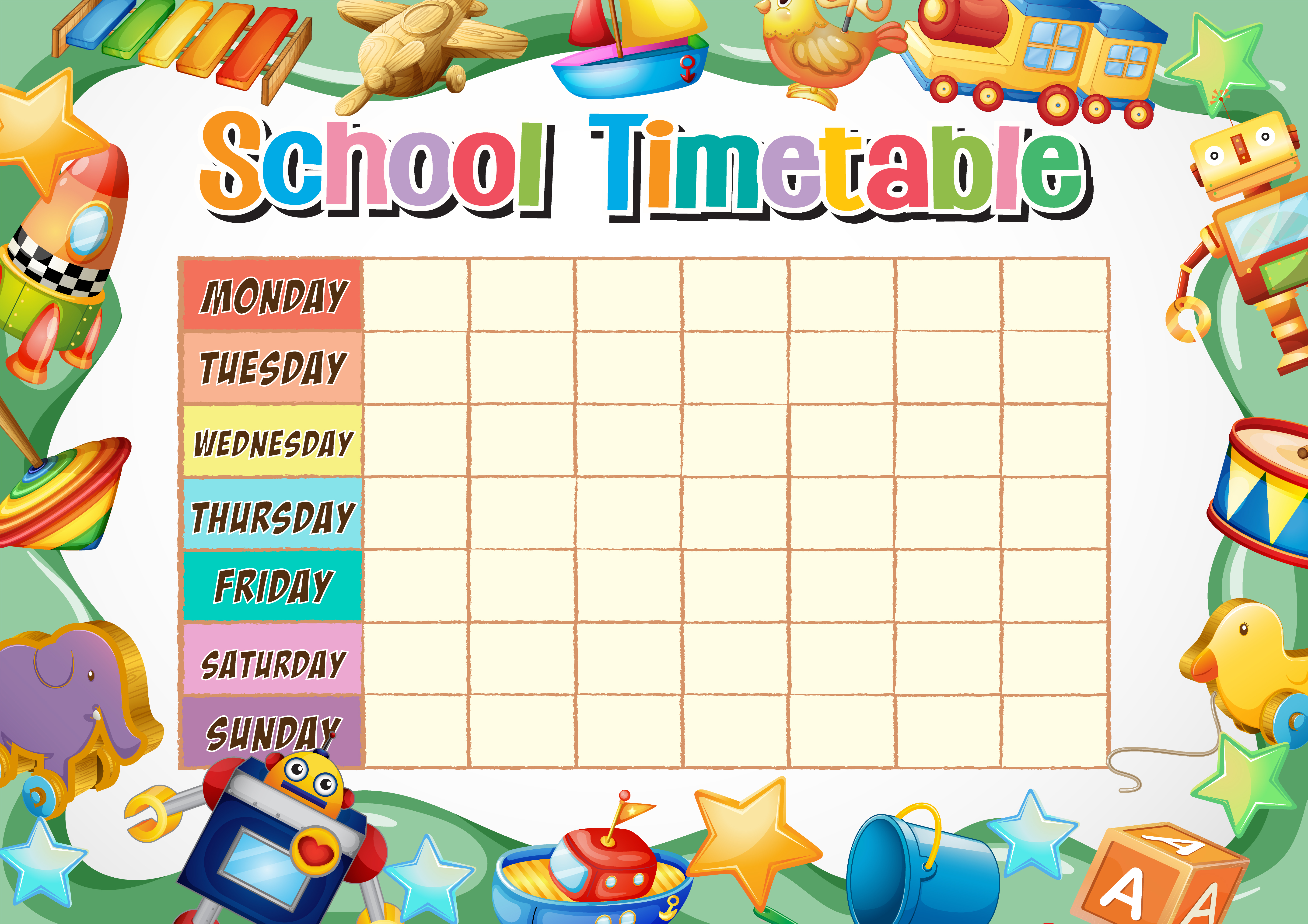 School Timetable Template With Bees Download Free Vectors Clipart B8C