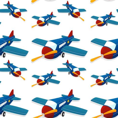 Seamless pattern tile cartoon with toy plane vector