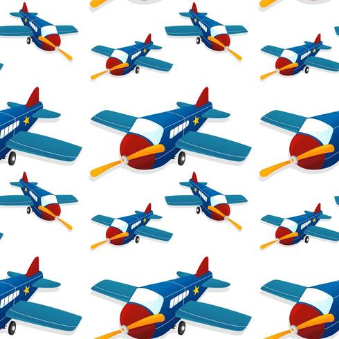 Dibujos animados de azulejos de patrones sin fisuras con avión de juguete vector