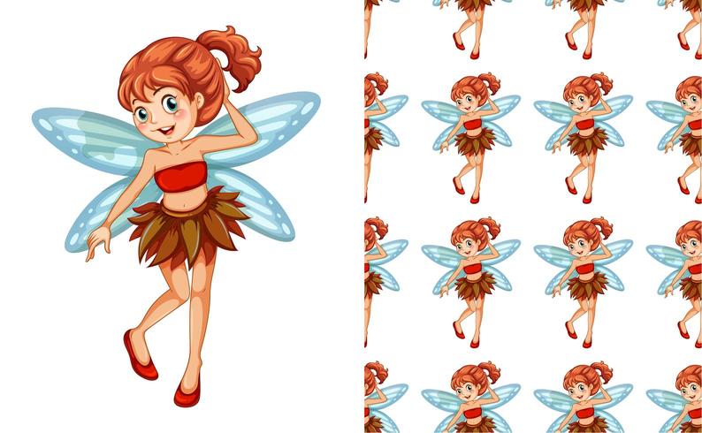 Seamless pattern with fairy vector