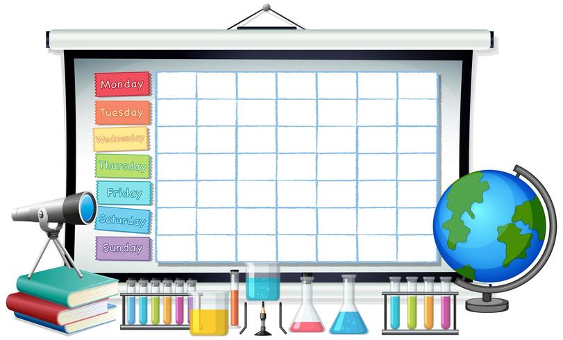 Plantilla de horario escolar con tema de ciencia vector