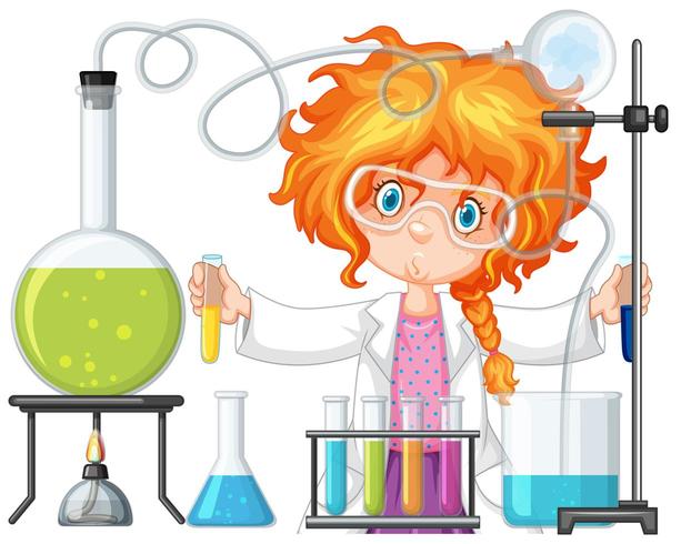 Scientist doing experiment in science lab vector