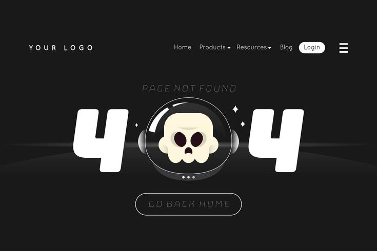 Error 404 Landing Page with Skull vector