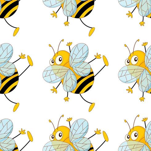Seamless pattern tile cartoon with bees vector