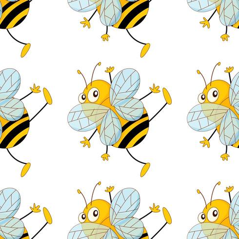 Dibujos animados de azulejos de patrones sin fisuras con las abejas vector