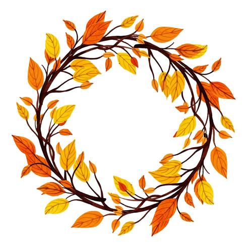 Beautiful Watercolor Autumn Leaves Frame vector