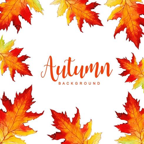 Watercolor Autumn Leaves Background vector