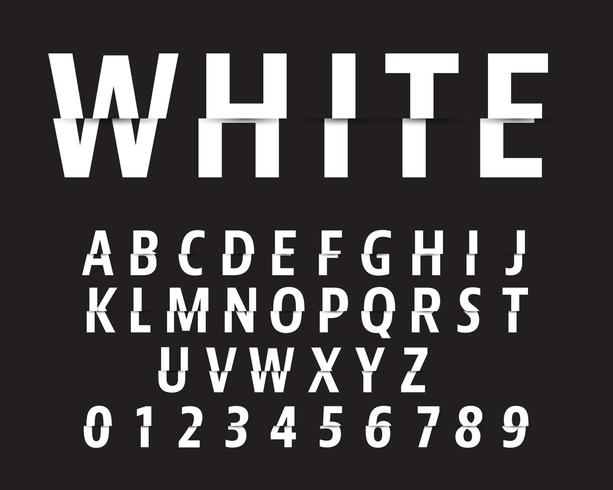 Cut alphabet font template. Letters and numbers cutting design vector