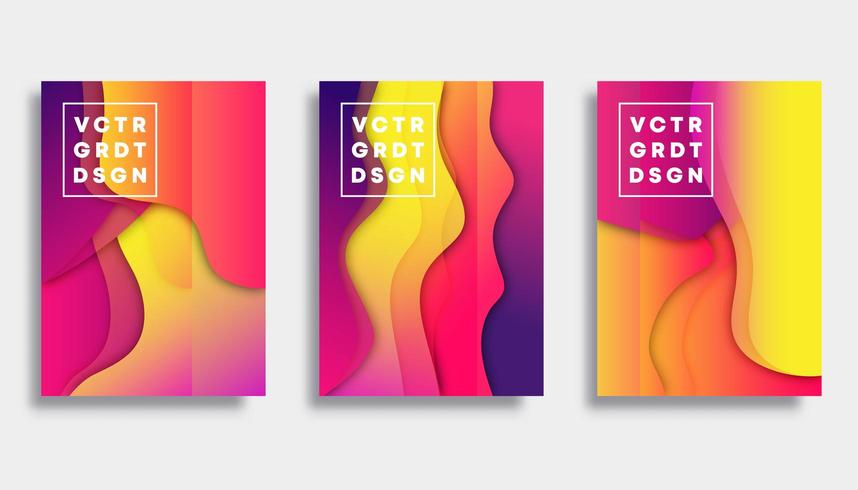 Set of colorful gradient cover template design vector