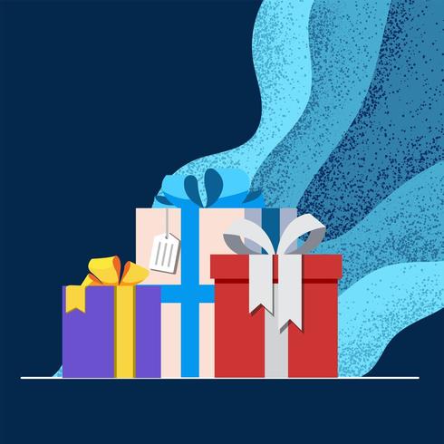 Presents box with blue tone background vector