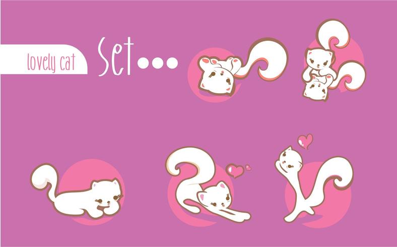 set lovely cat  vector