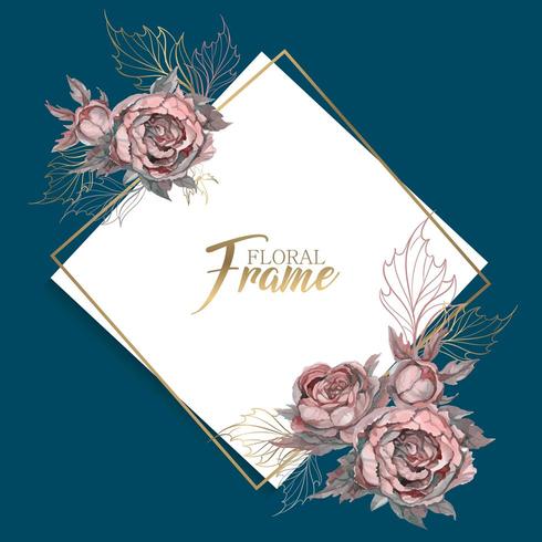 Wedding frame with flowers invitation.  vector
