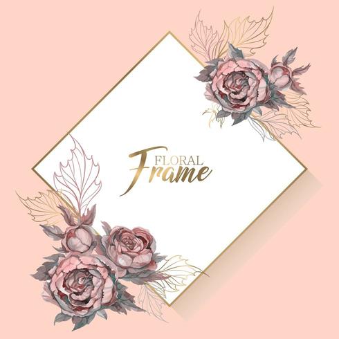 Wedding frame with flowers invitation.  vector