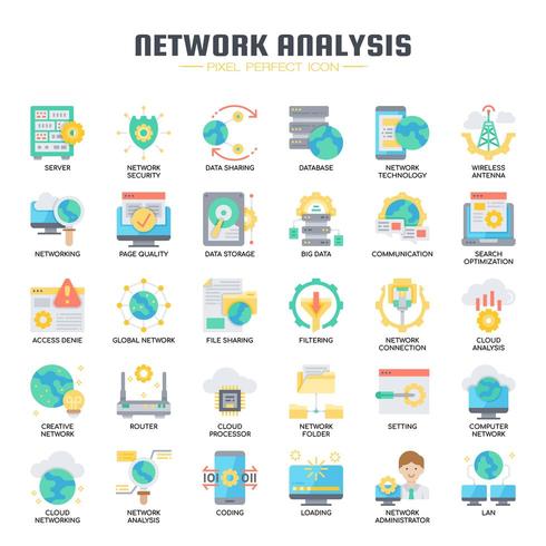 Network Analysis Flat Icons vector