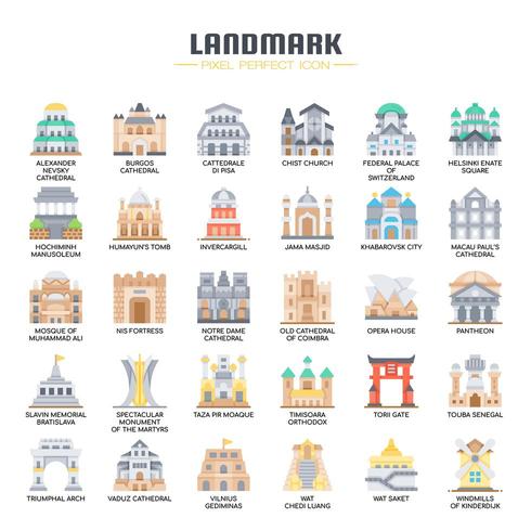 Landmark Flat Color Icons vector