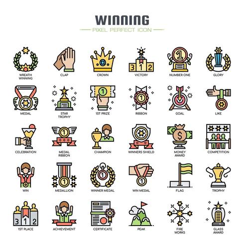 Winning Elements Thin Line Icons vector