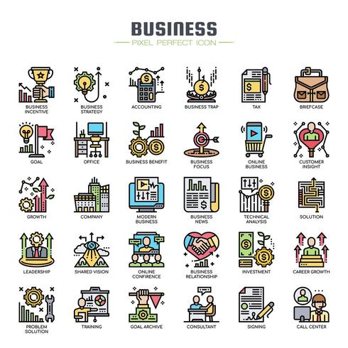 Business Elements Thin Line Icons vector
