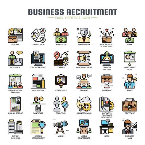 Business Recruitment Thin Line Color Icons vector