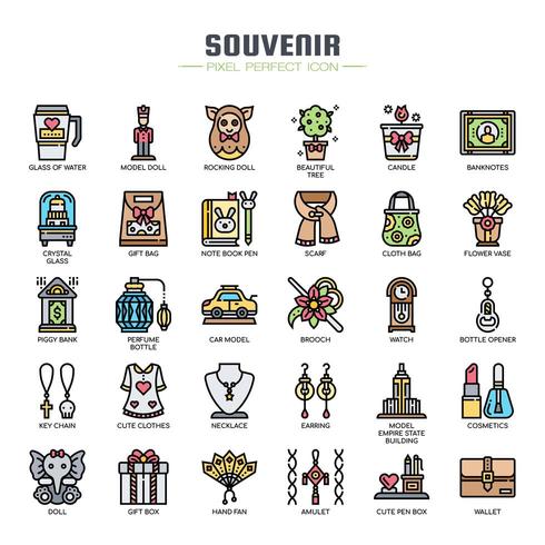 Souvenir Elements Thin Line Icons vector