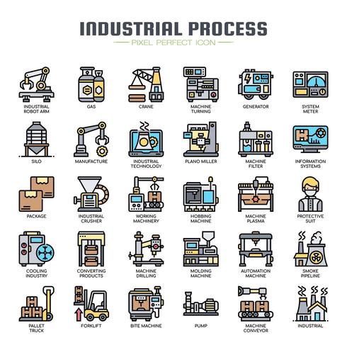 Industrial Process Thin Line Icons vector