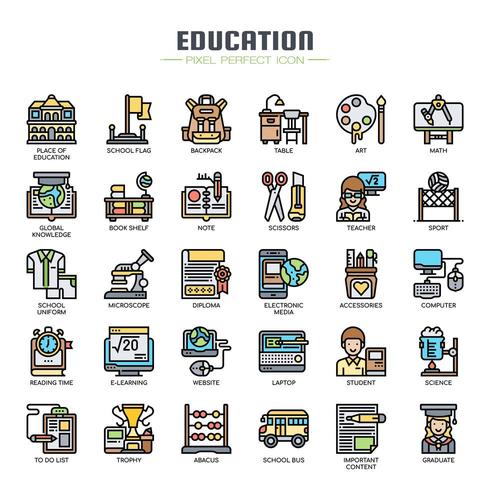 Education Thin Line Icons vector