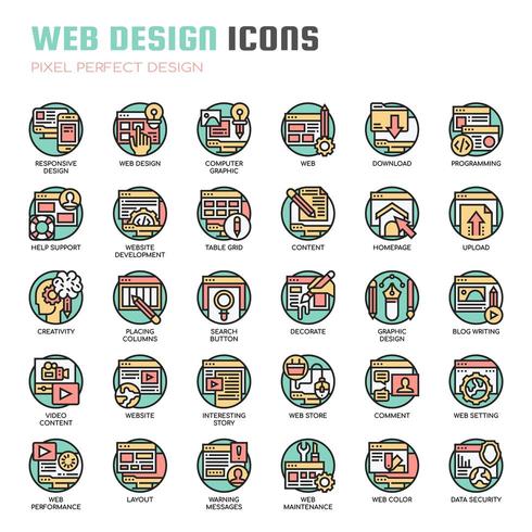 Web Design Thin Line  Icons vector