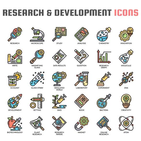 Research and Development Thin Line Icons vector