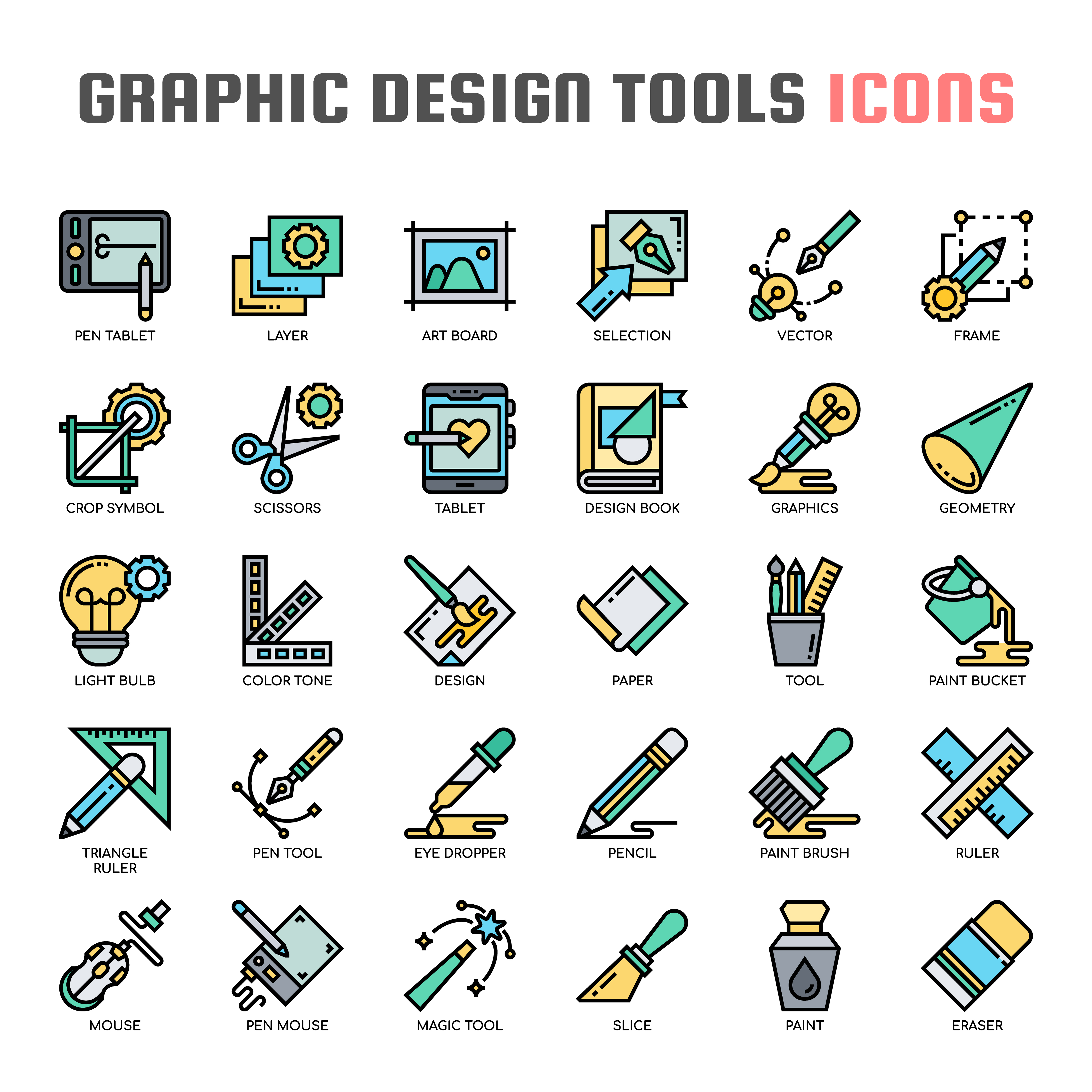 Graphic Design Tools Thin Line Icons 685319 Vector Art at Vecteezy