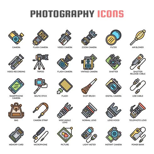 Photography Thin Line Icons vector