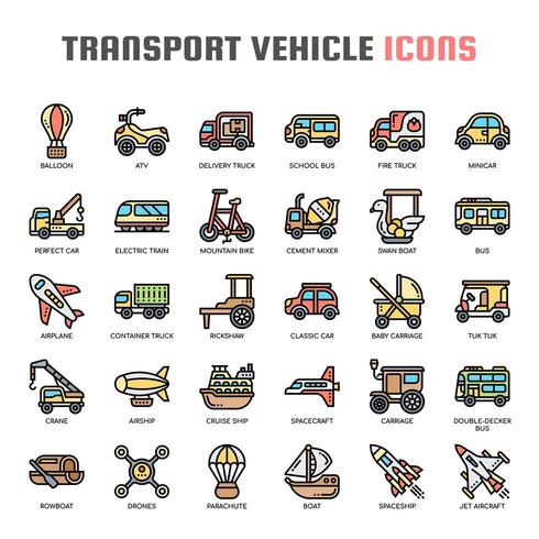 Transport Vehicle , Thin Line and Pixel Perfect Icons vector