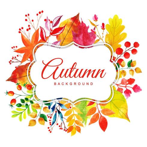 Beautiful Watercolor Autumn Leaves Frame vector