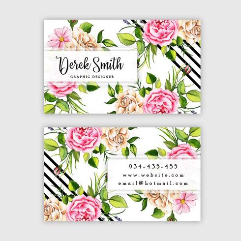 Watercolor Floral Business Card vector