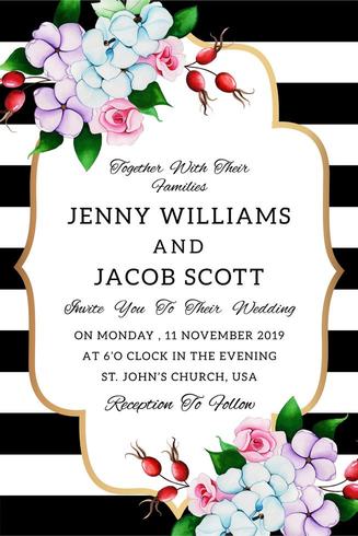 Watercolor Floral Wedding Invitation Card vector