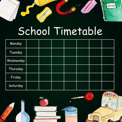 Back To School Timetable vector