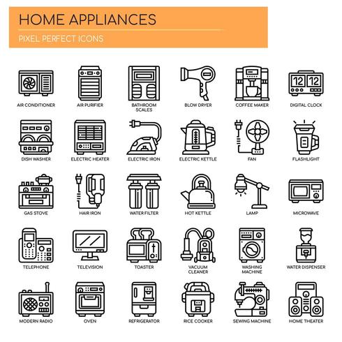 Home Appliances Thin Line Icons vector