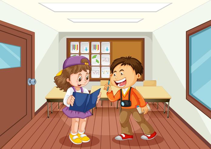 Students talking in the classroom vector