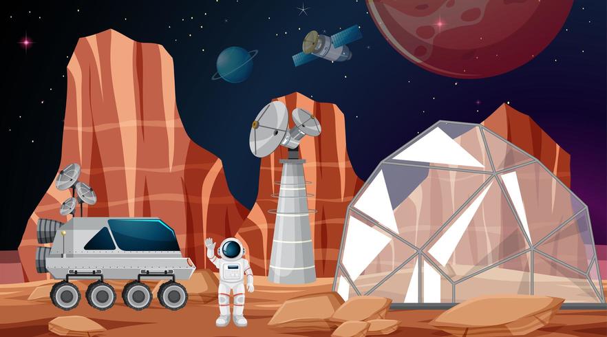 Camp in space scene vector