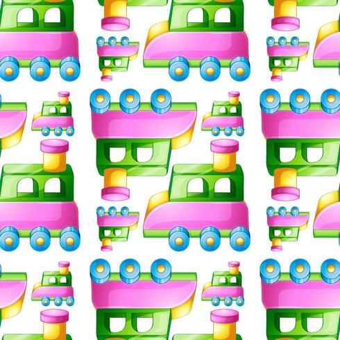 Seamless pattern tile cartoon with toy train vector