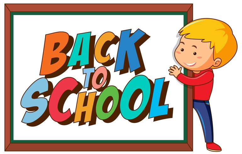 Back to school sign with boy vector