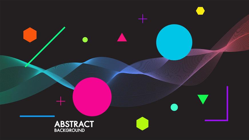 Abstract black background with dynamic linear futuristic waves vector
