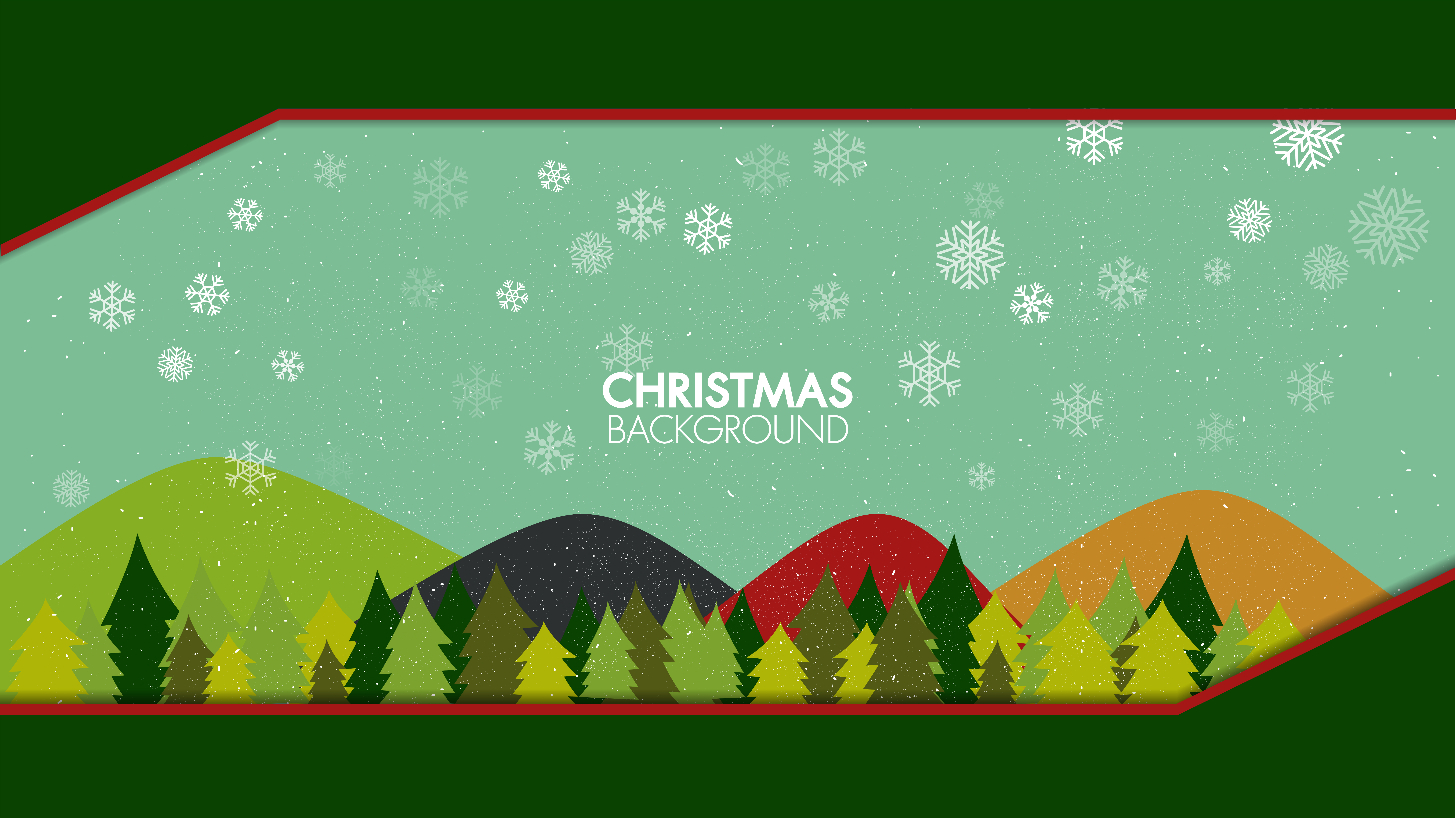 Download Winter season flat landscape with christmas tree with falling snowflakes - Download Free Vectors ...