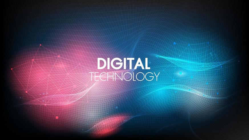 Geometric waves and communication with connecting dots and lines vector